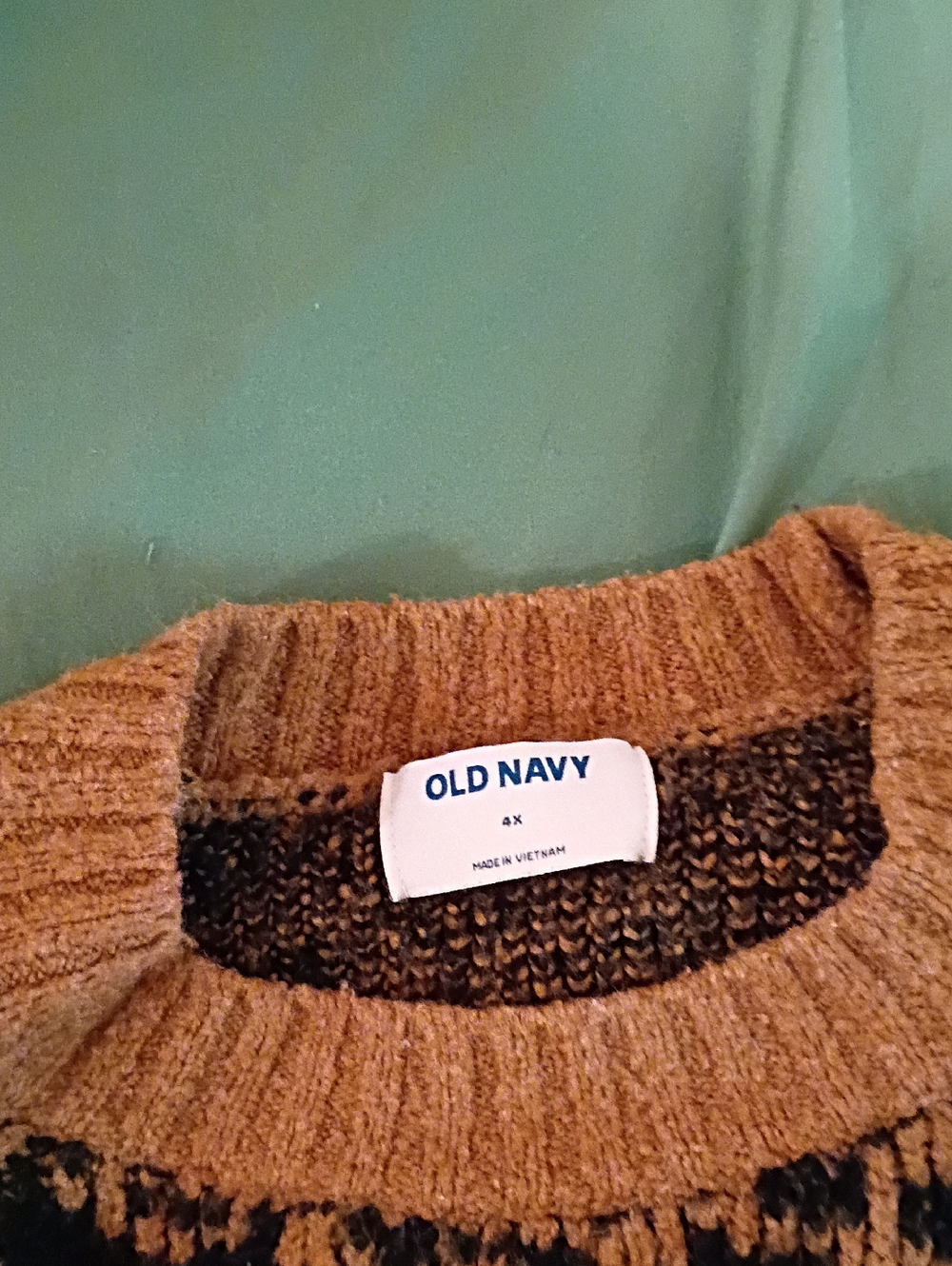 Old Navy Men's Brown Patterned Crewneck Sweater